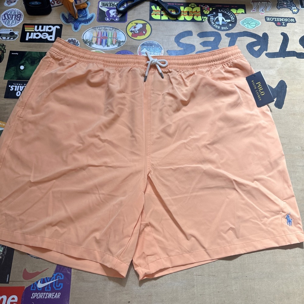 Polo Ralph Lauren Orange Lined Swim Trunks 2XLT B&T Bathing suit Shorts
